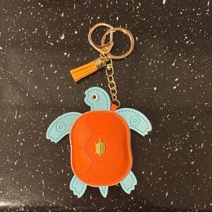 Orange and Blue Turtle Keychain or Bag Charm - NWOT